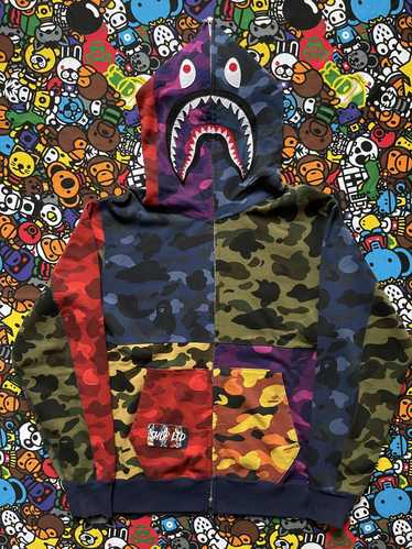 Bape A Bathing Ape Crazy Camo Patchwork Shark Hood