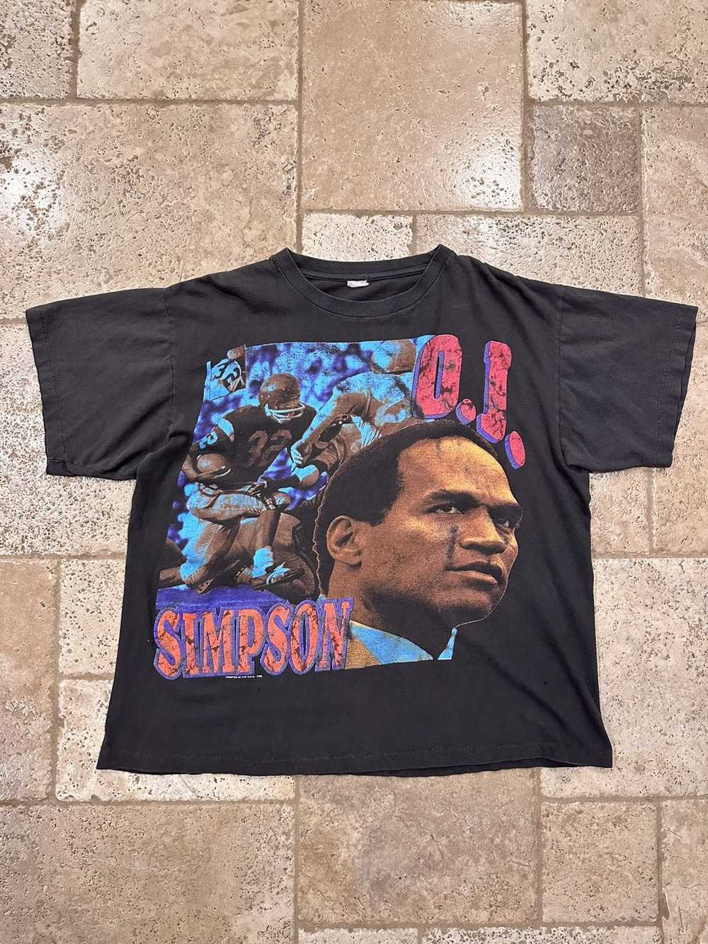 Rap Tees × Vintage Vintage OJ Simpson Black Faded… - image 3