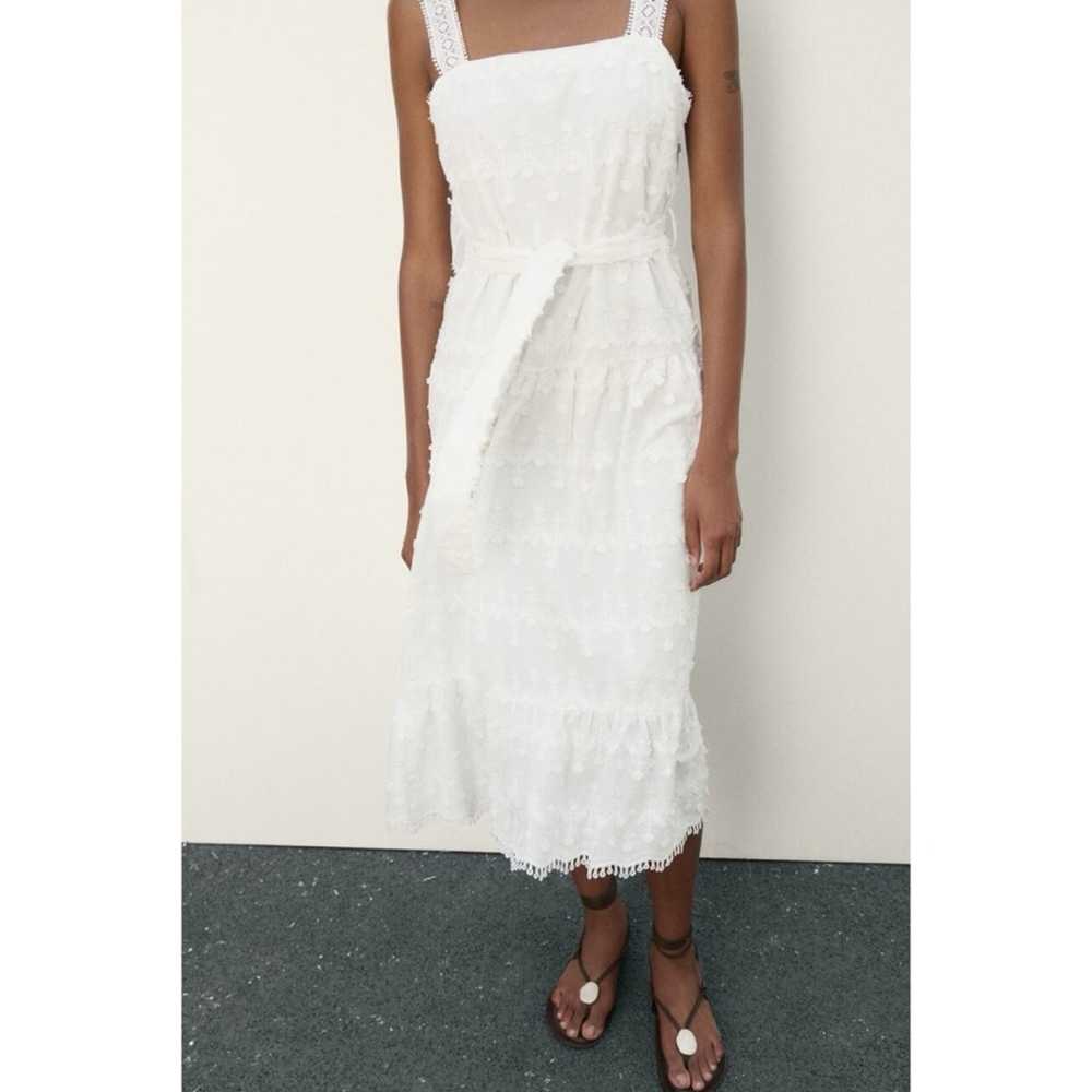 Zara White Textured Sleeveless Midi Dress Women’s… - image 12