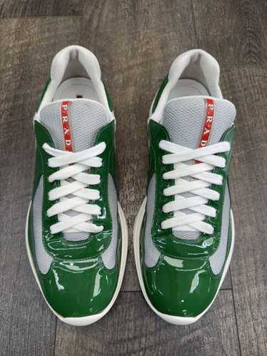 Prada AMERICA’S CUP PATENT LEATHER GREEN SNEAKER (