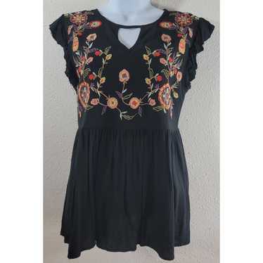 Other Entro Black Multicolor Embroidered Floral Pe