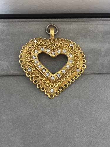 【ヴィンテージ】POGGI PARIS ブローチ　ハート　ゴールド Poggi paris heart huge - Gem
