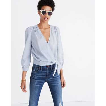 Madewell Madewell Wrap Top in Indigo Stripe Blous… - image 1