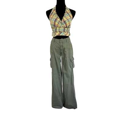 Vintage 90s Plaid Halter Top Padded Camisole Y2K … - image 1