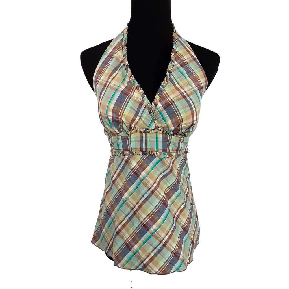 Vintage 90s Plaid Halter Top Padded Camisole Y2K … - image 3