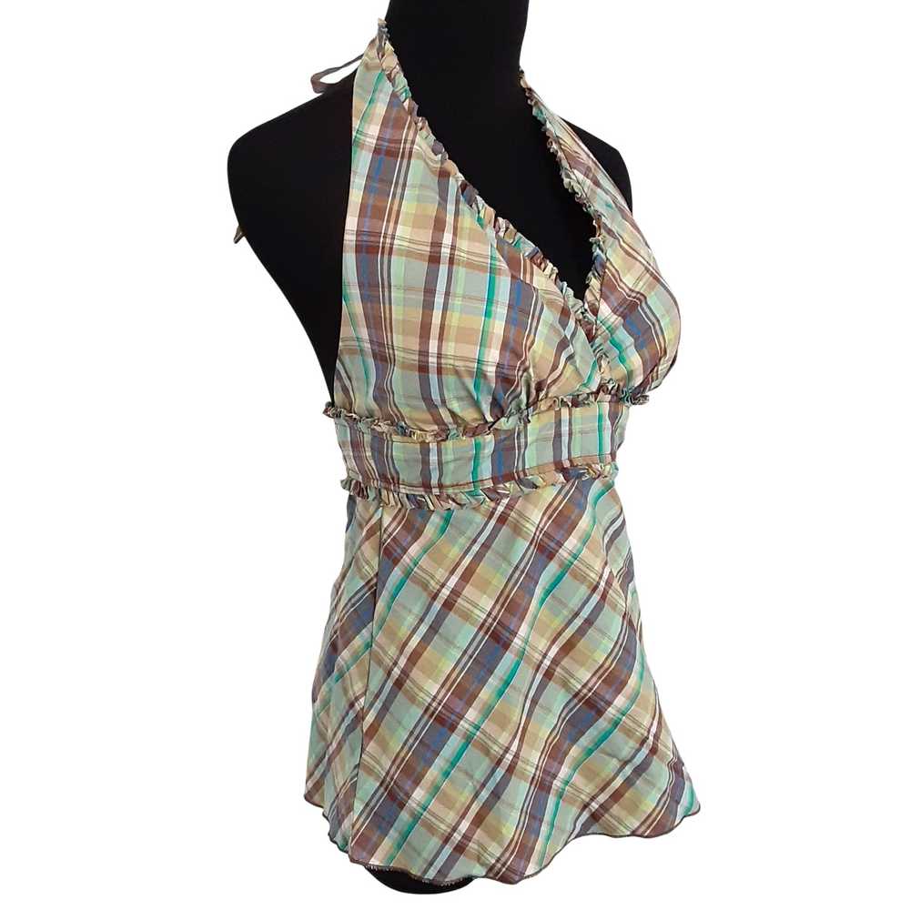 Vintage 90s Plaid Halter Top Padded Camisole Y2K … - image 4