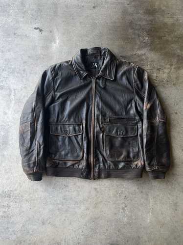 Leather Jacket × Vintage 90s Dark Brown Leather Ja