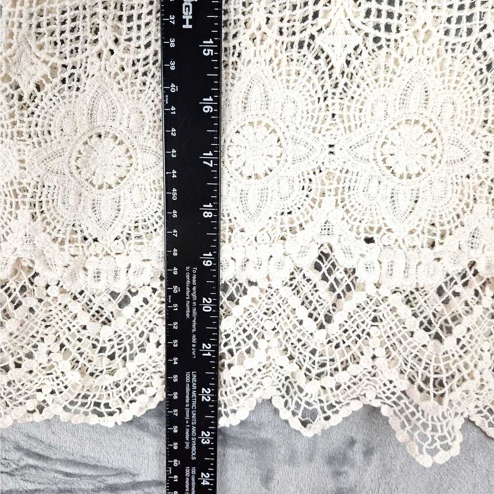 579 Top Medium Vintage Y2K 90s Sheer Crochet Baby… - image 4