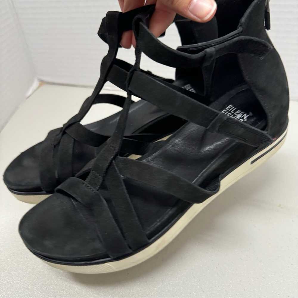 Eileen Fisher Black Suede Leather Strappy Sandals… - image 11