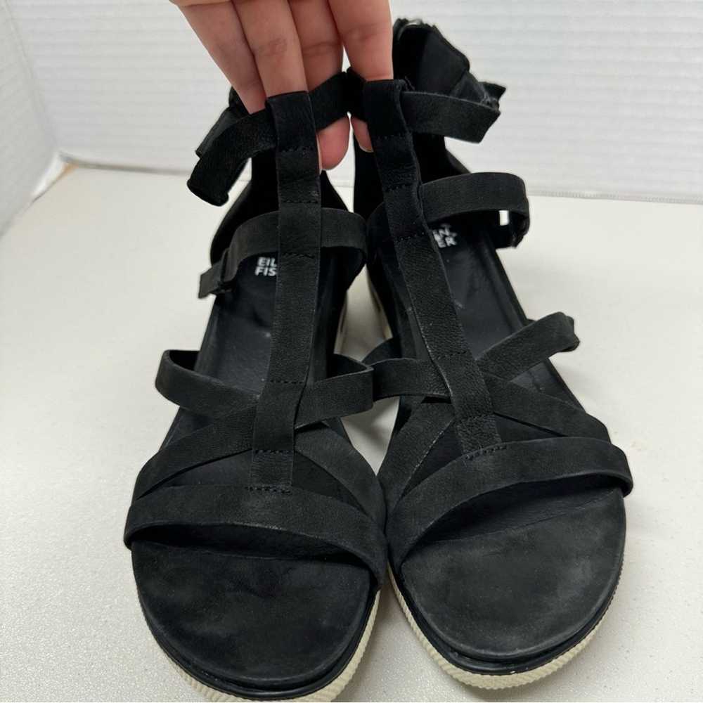 Eileen Fisher Black Suede Leather Strappy Sandals… - image 12