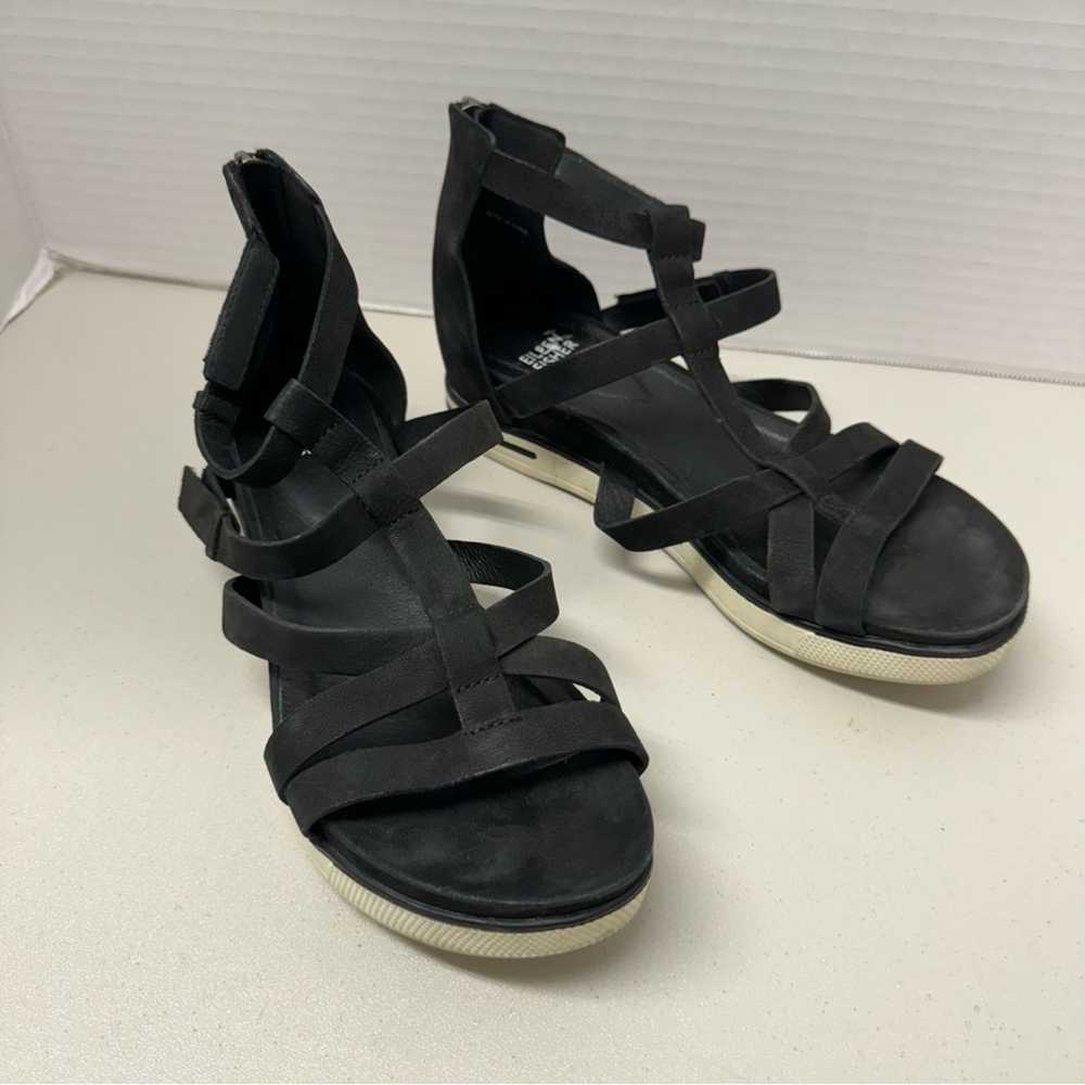 Eileen Fisher Black Suede Leather Strappy Sandals… - image 2