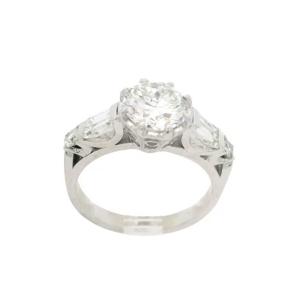 Vintage White Gold GIA 1.47ctw Old Round Baguette… - image 10