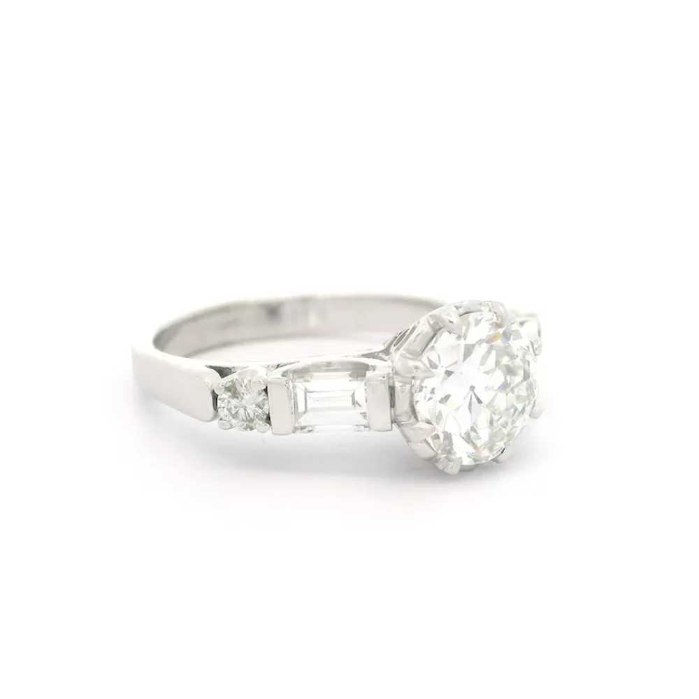 Vintage White Gold GIA 1.47ctw Old Round Baguette… - image 3