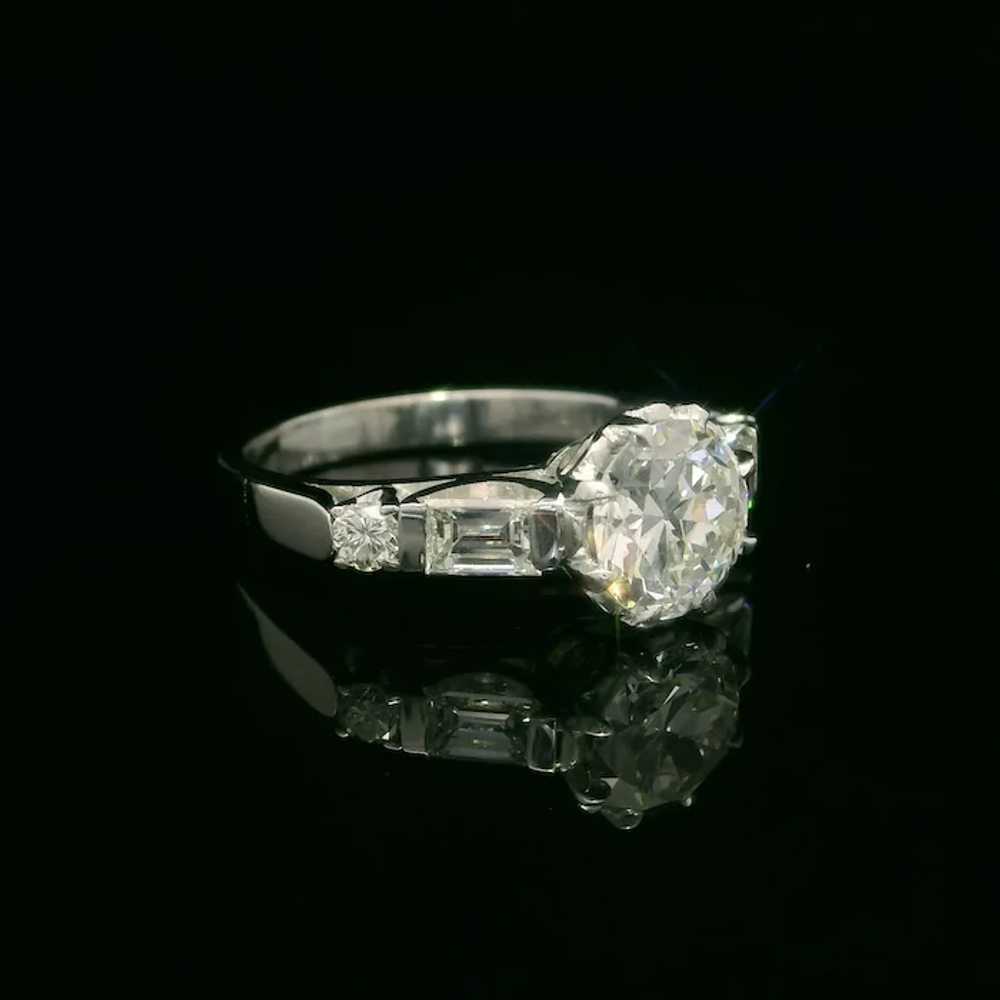 Vintage White Gold GIA 1.47ctw Old Round Baguette… - image 4