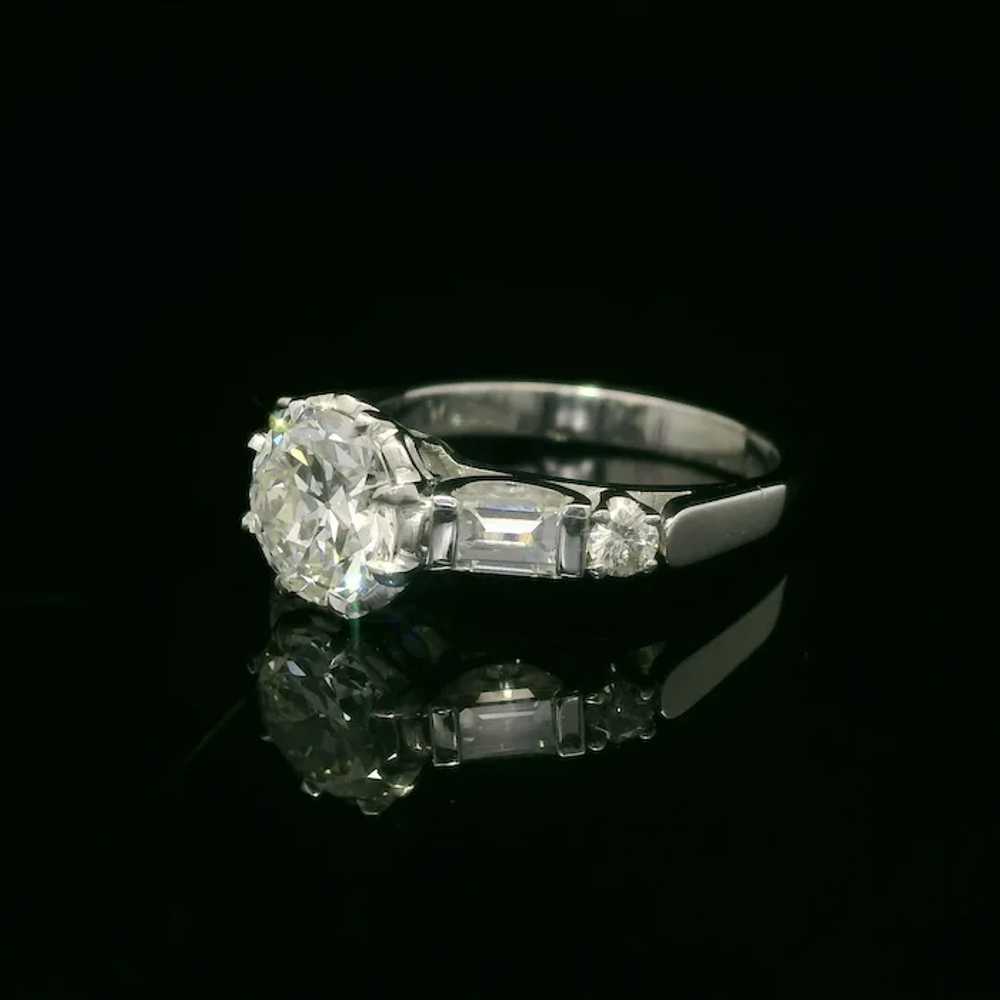 Vintage White Gold GIA 1.47ctw Old Round Baguette… - image 6