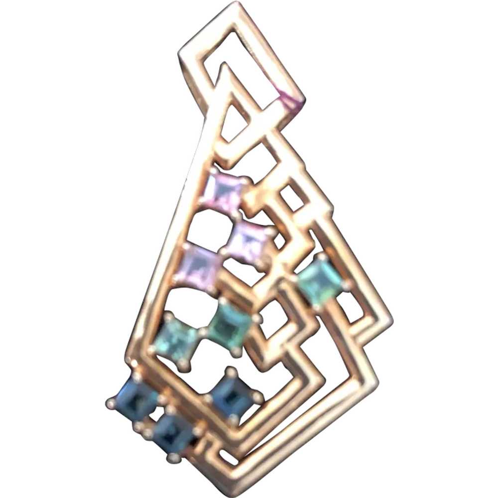 18kt YG Pendant with Topaz and Emeralds - image 1