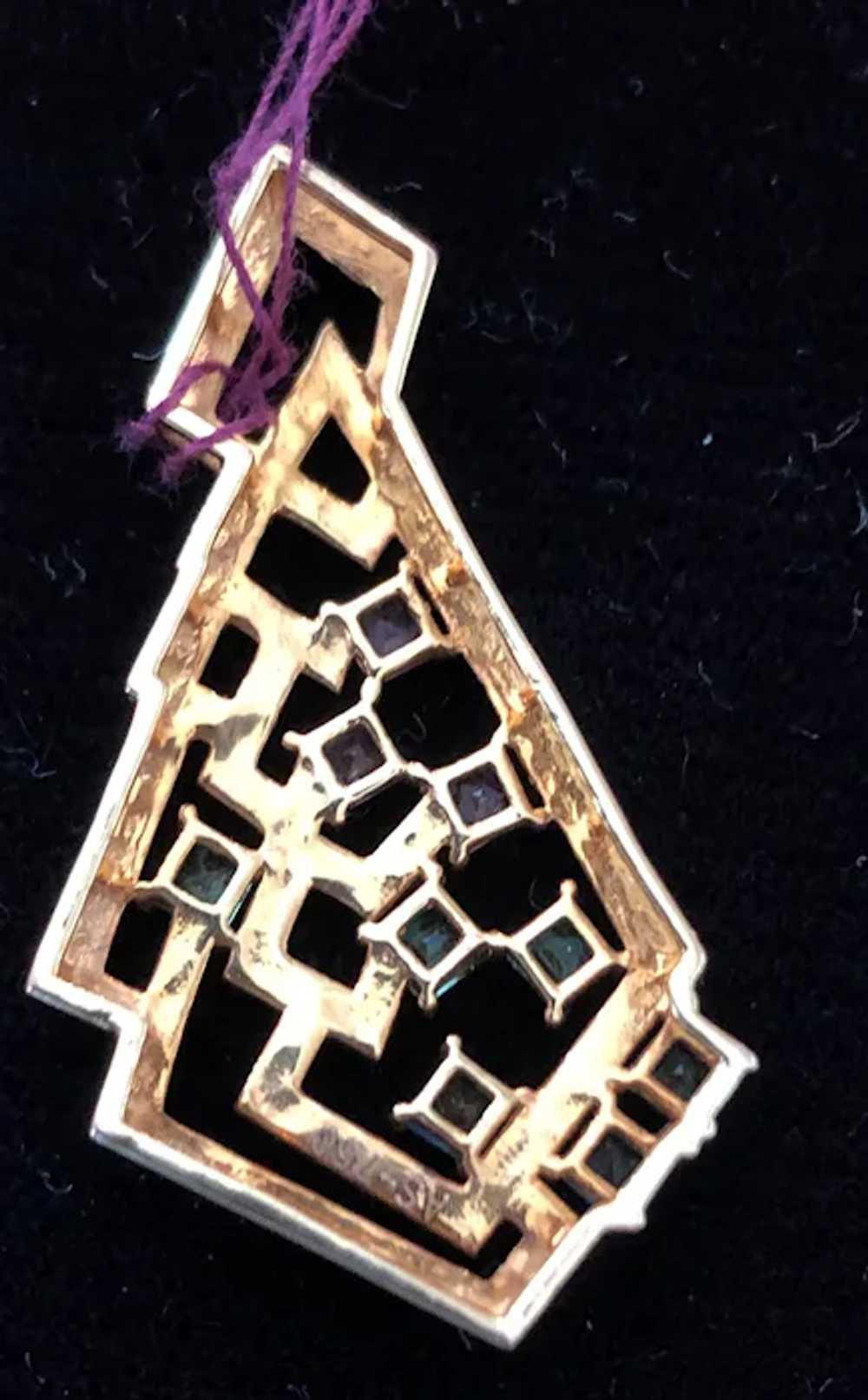 18kt YG Pendant with Topaz and Emeralds - image 3