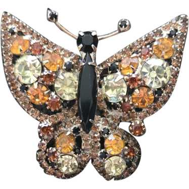 Vintage Alice Caviness Style BUTTERFLY Curved Rhi… - image 1