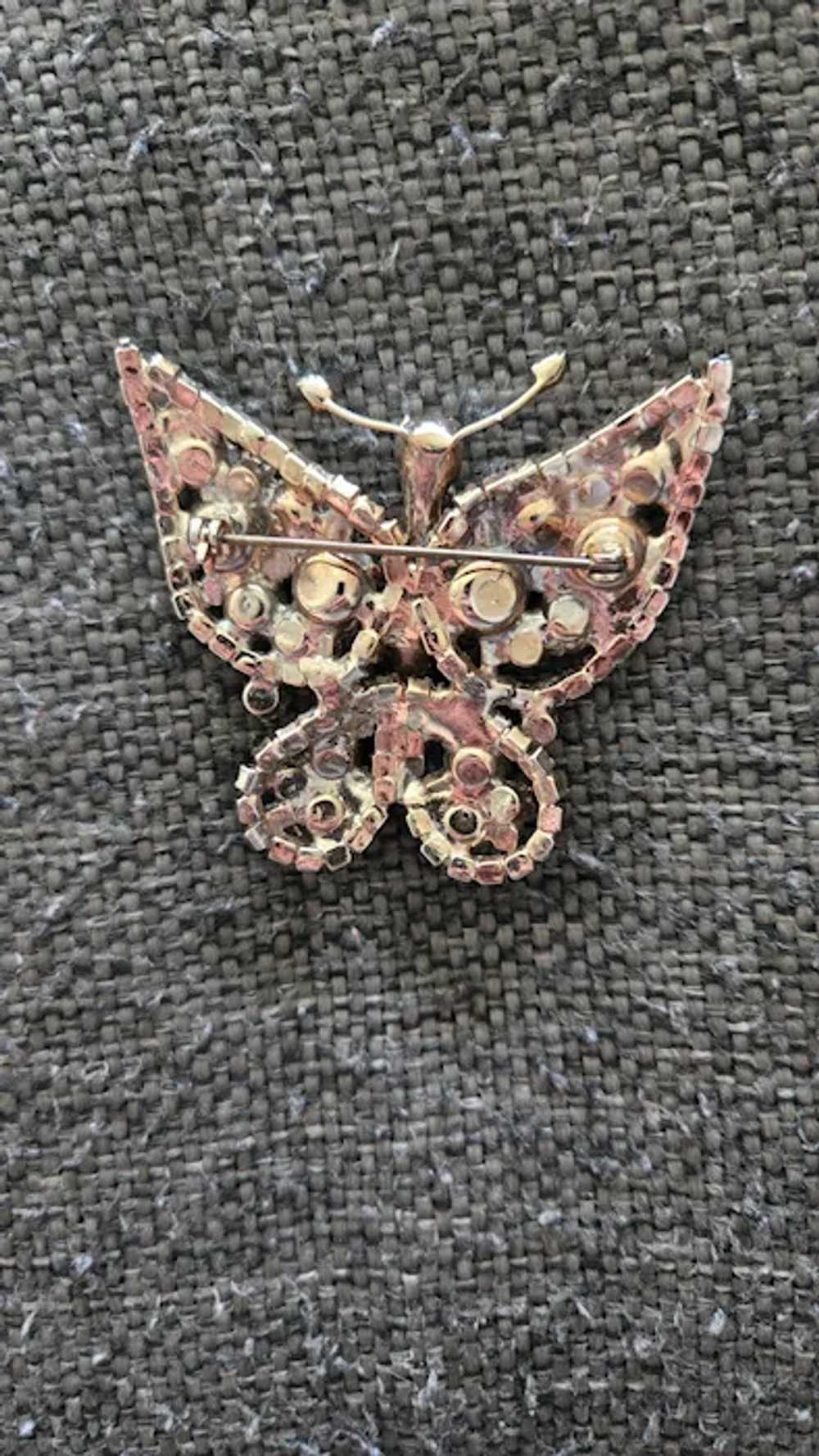 Vintage Alice Caviness Style BUTTERFLY Curved Rhi… - image 2