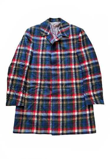 Thom Browne $3000 Hairy Mohair Tartan Coat