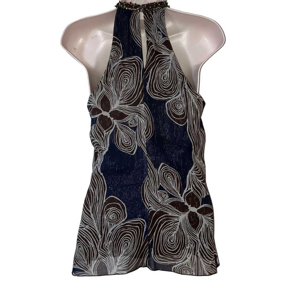 Trina Turk Trina Turk Jeweled Halter Floral Sleev… - image 2