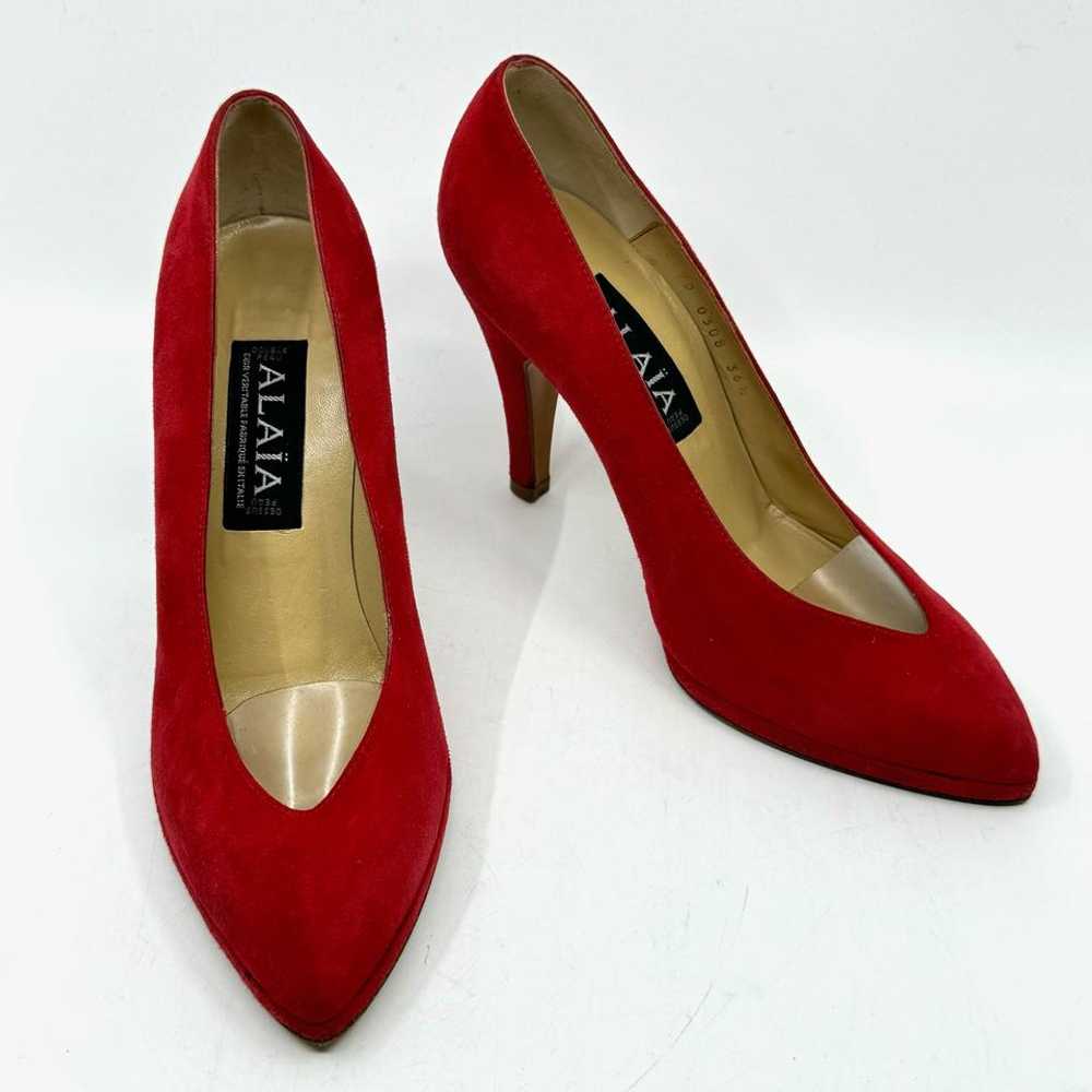 ALAIA Rare Vintage 80s Alaïa Red Suede Pumps (36.… - image 1