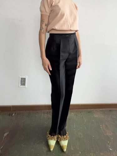 Vintage Silk-Wool Cigarette Pants - Black