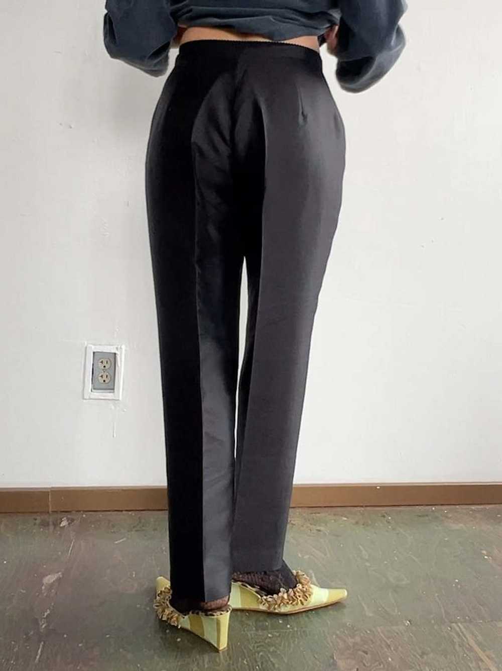 Vintage Silk-Wool Cigarette Pants - Black - image 3