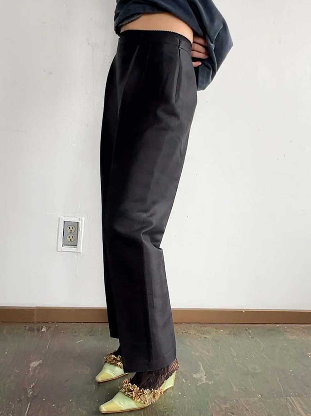 Vintage Silk-Wool Cigarette Pants - Black - image 4