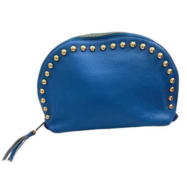 Rebecca Minkoff Gold Studded Blue Leather Cosmeti… - image 1