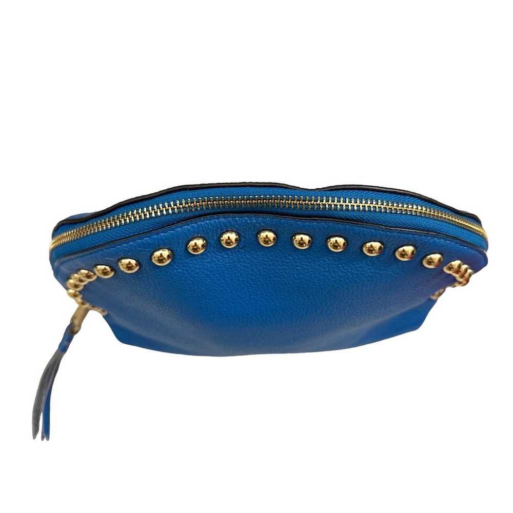 Rebecca Minkoff Gold Studded Blue Leather Cosmeti… - image 3