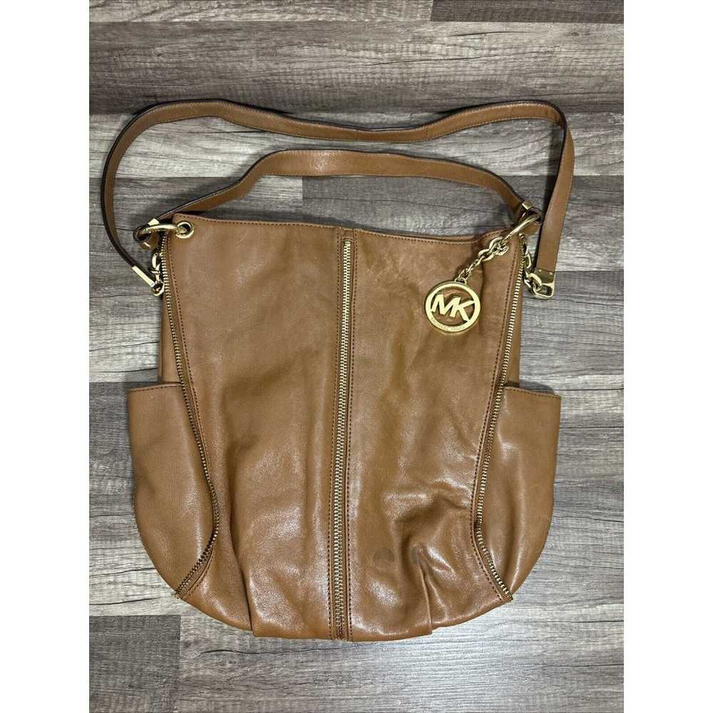 Michael Kors Newman Brown Leather Shoulder Bag - image 1