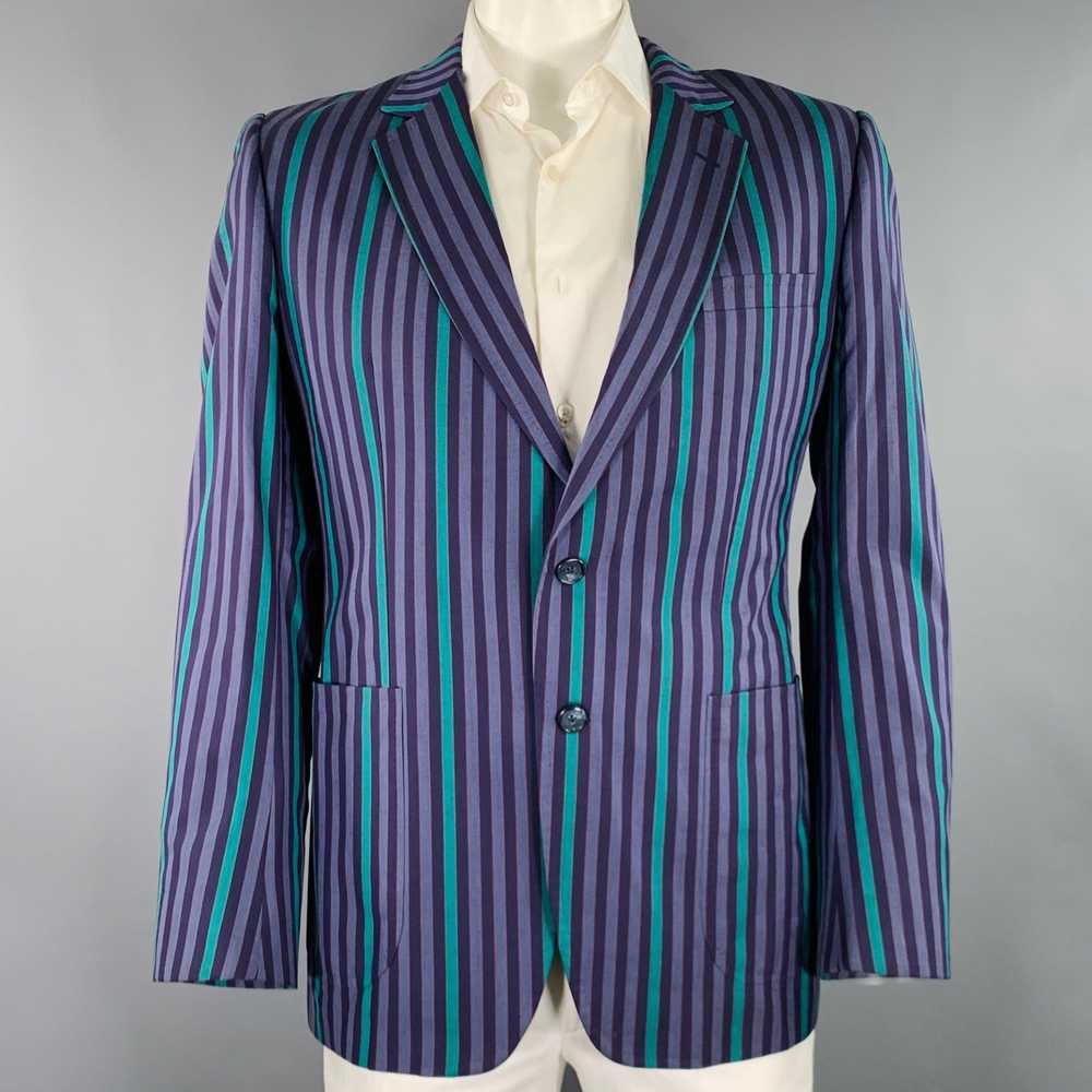 Alfred Dunhill DUNHILL Purple Green Stripe Cotton… - image 1