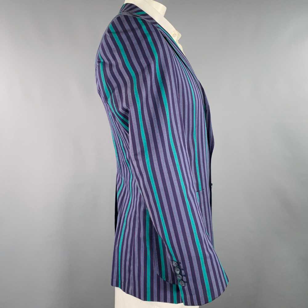 Alfred Dunhill DUNHILL Purple Green Stripe Cotton… - image 2