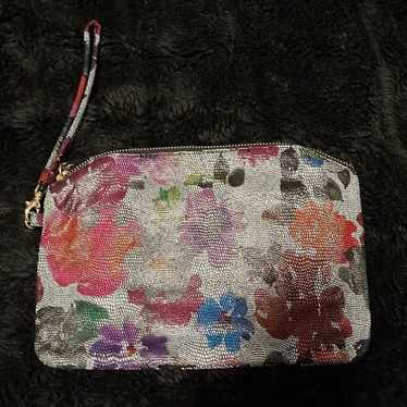 LODIS Floral Metallic Wristlet Pouch New without T