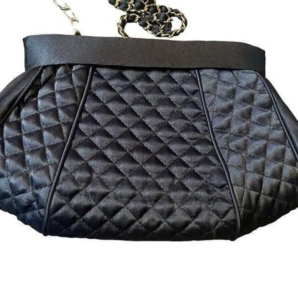 Vintage De Lill quilted fabric evening bag black - image 1