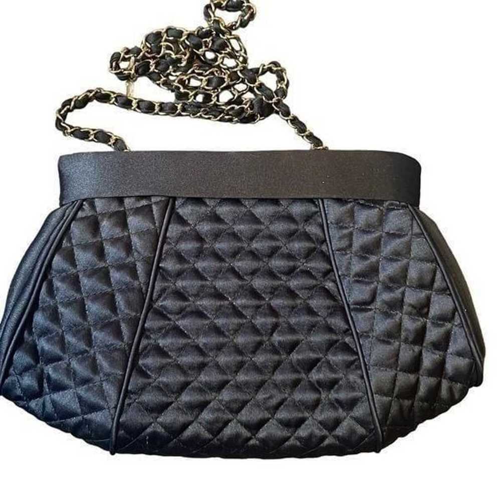 Vintage De Lill quilted fabric evening bag black - image 3