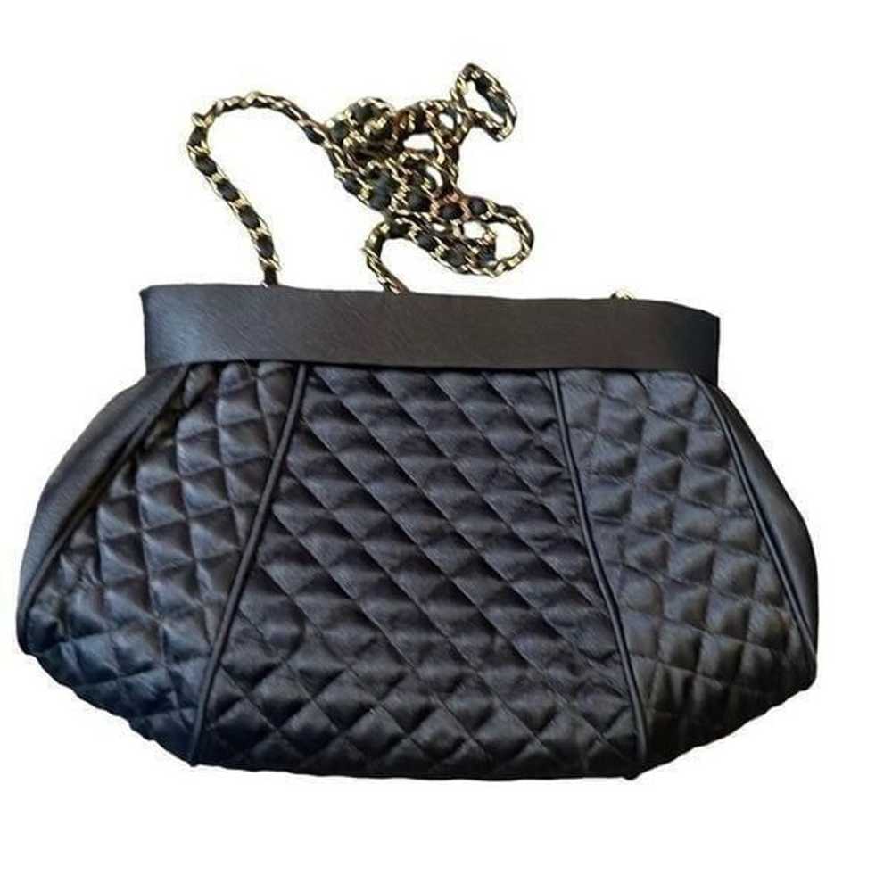 Vintage De Lill quilted fabric evening bag black - image 5