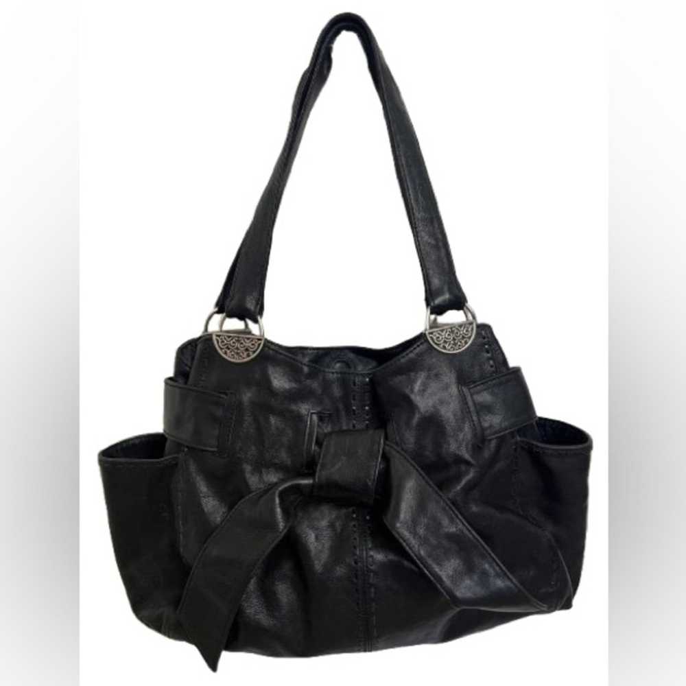 Brighton Cleo Bow Black Pebbled Leather Shoulder … - image 2