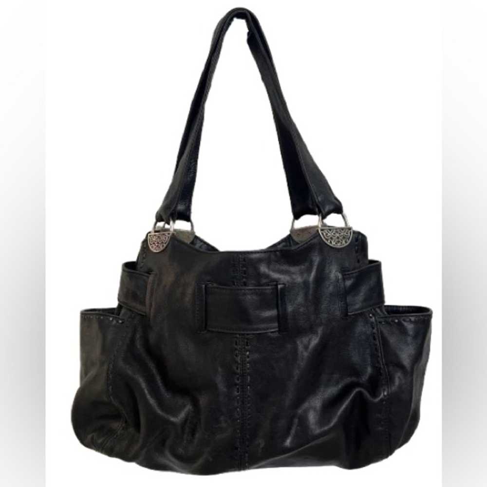 Brighton Cleo Bow Black Pebbled Leather Shoulder … - image 3