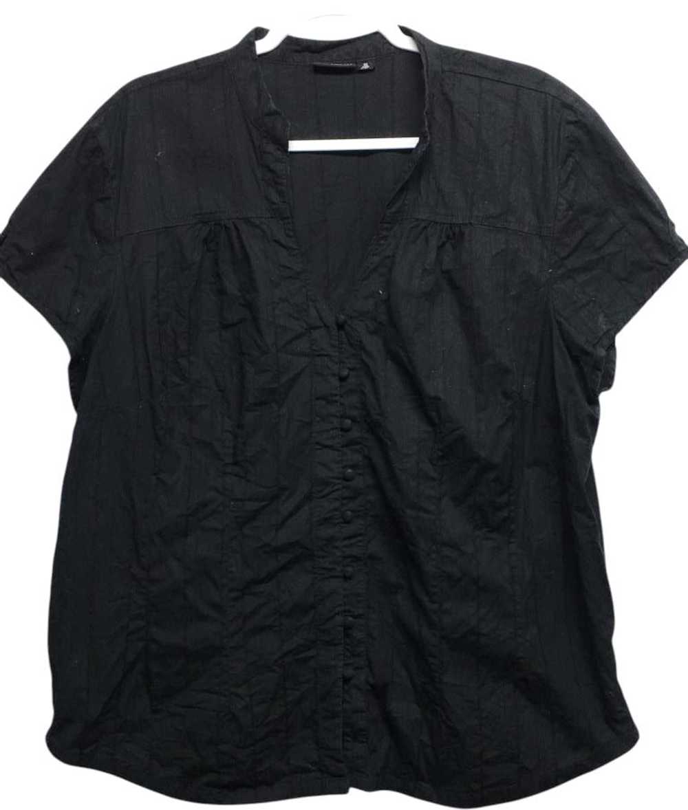 A new approach 2X black button down v neck stretc… - image 1