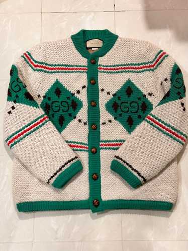 Authentic Gucci Alpaca wool Sweater Beige Green L… - image 1