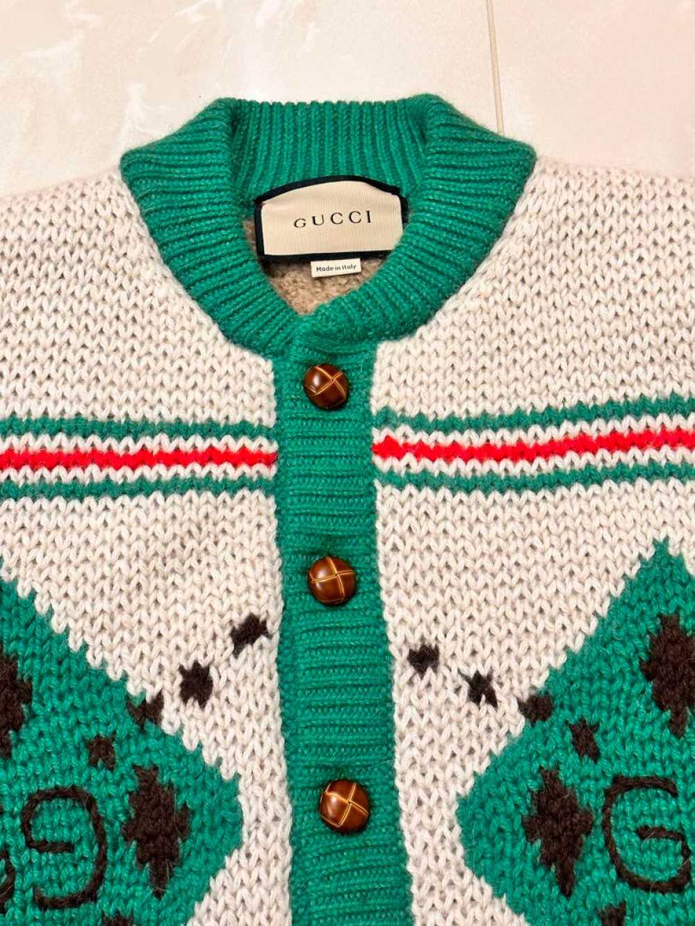 Authentic Gucci Alpaca wool Sweater Beige Green L… - image 2