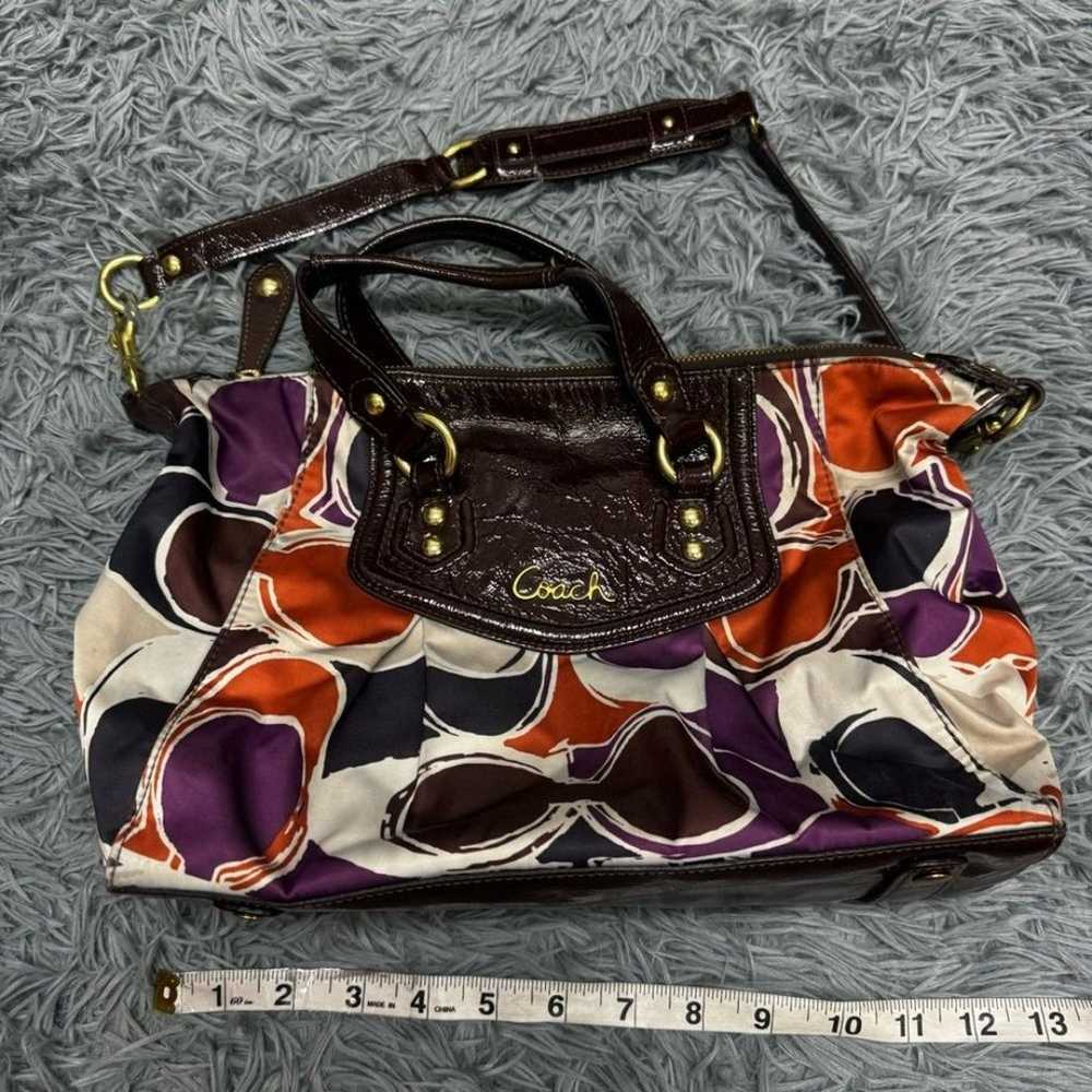 Coach Signature Sateen Shoulder Bag with Brown Pa… - image 10