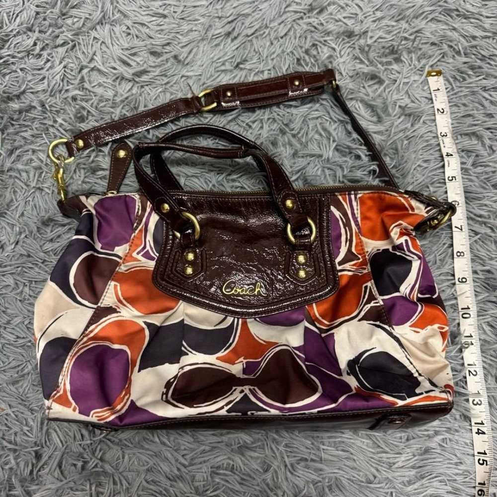 Coach Signature Sateen Shoulder Bag with Brown Pa… - image 11