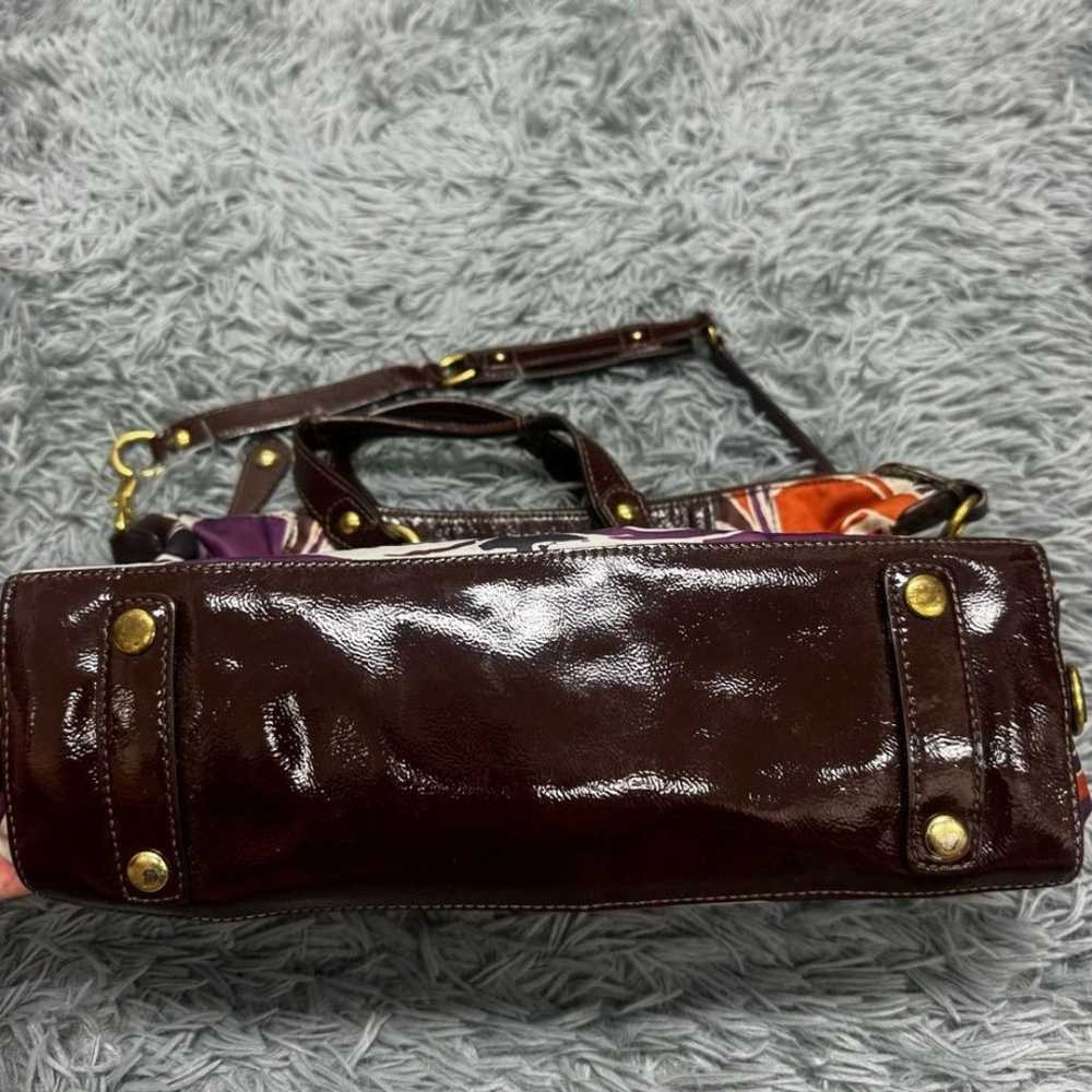 Coach Signature Sateen Shoulder Bag with Brown Pa… - image 12