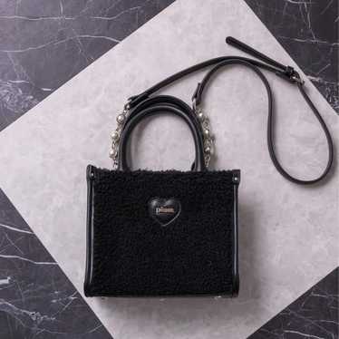 pium / Heart Boa Square Mini Tote Bag / Black - image 1