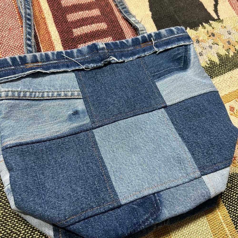 Handmade Patchwork Denim Bag Vintage Jeans Faded … - image 4