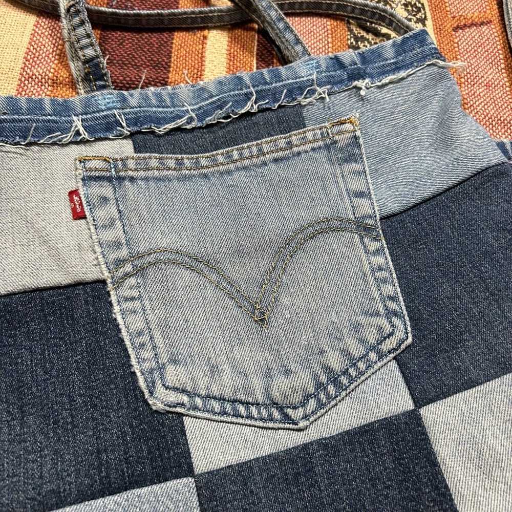 Handmade Patchwork Denim Bag Vintage Jeans Faded … - image 5