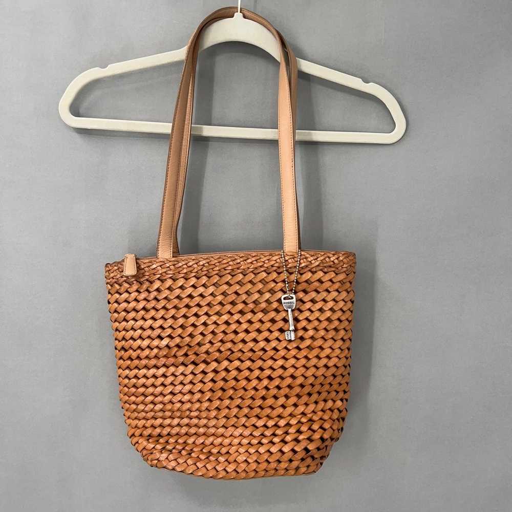 Fossil Womens Shoulder Bag Vintage Leather Basket… - image 1